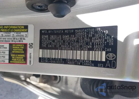 2014 Toyota Corolla Le from USA, damaged, VIN 2T1BURHE1EC047388